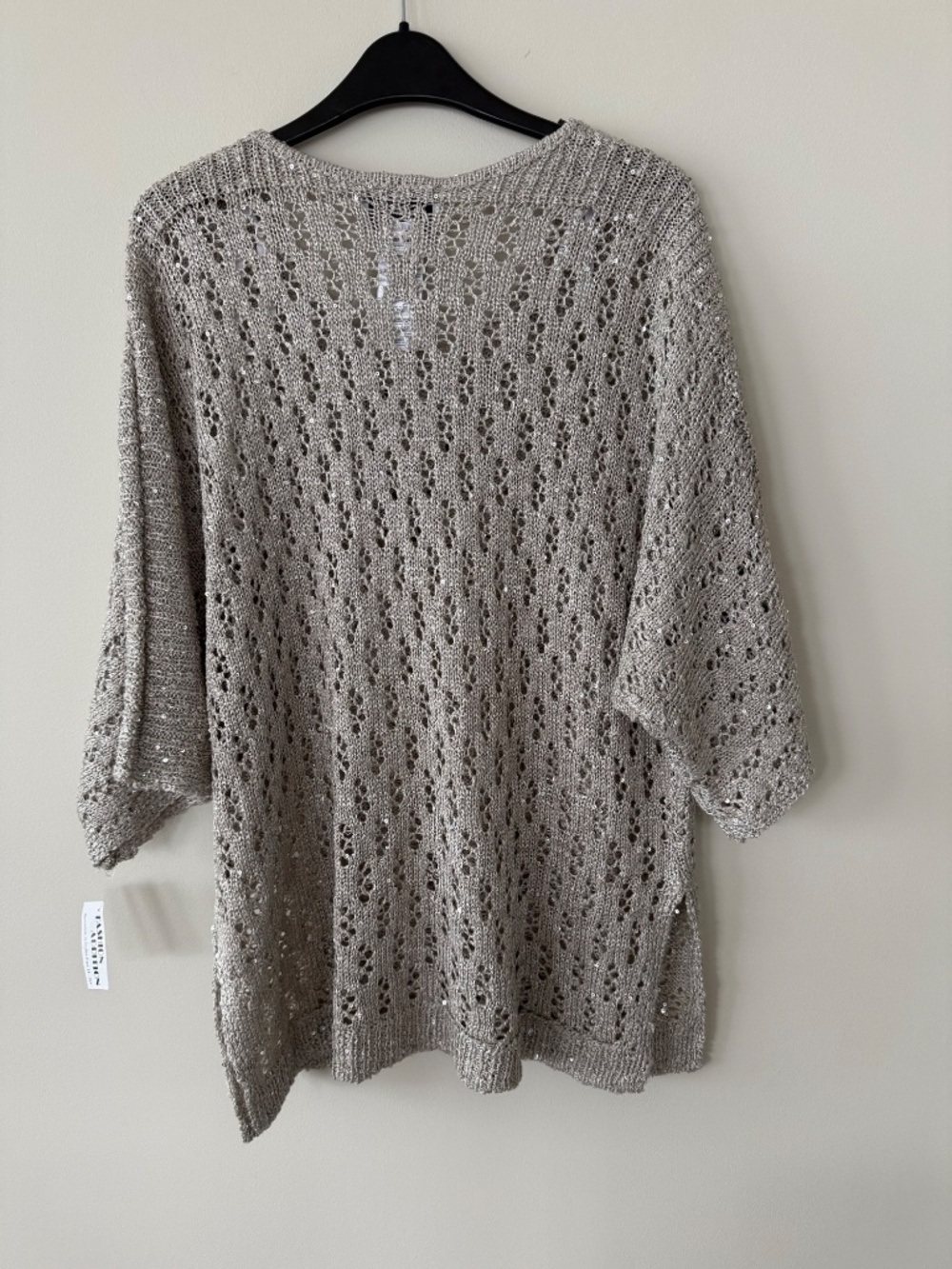 NWT Joseph Ribkoff 251928 Champagne Sequin Open Knit Sweater L - Picture 4 of 10